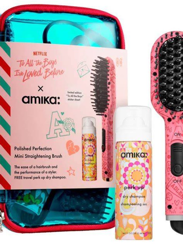 amika&nbsp;x Netflix To All the Boys I&rsquo;ve Loved Before Polished Perfection Mini Straightening Brush Set, $35, Sephora